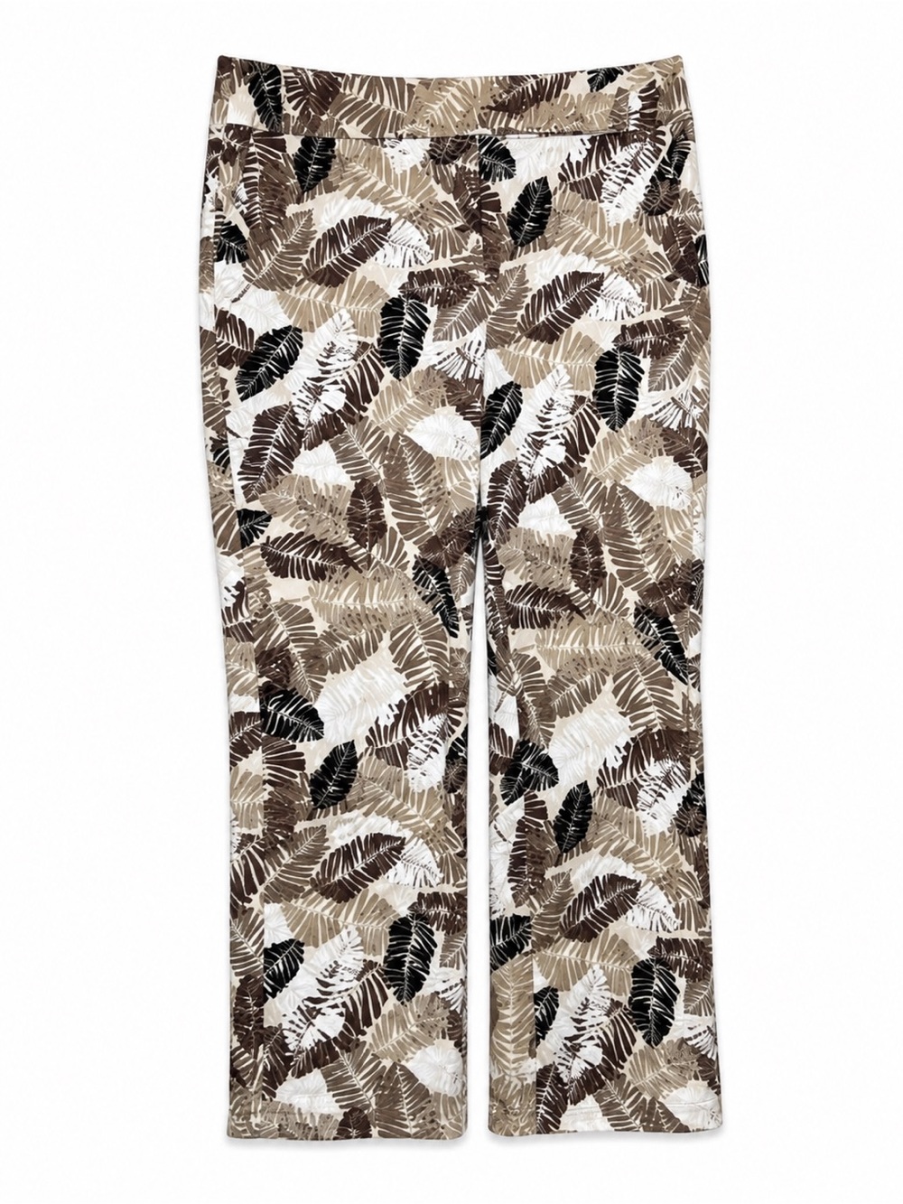 Madison Studio Rebecca Fit Size 14 Tropical Leaf Print Capri Pants Stretch